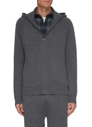 Main View - Click To Enlarge - VINCE - Side Stripe Cotton Cashmere Full Zip Hoodie