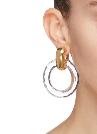 Figure View - Click To Enlarge - KENNETH JAY LANE - Clear drop hoop clip earrings