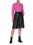 Figure View - Click To Enlarge - CRUSH COLLECTION - High Waist Flare Leg Leather Capris Pants