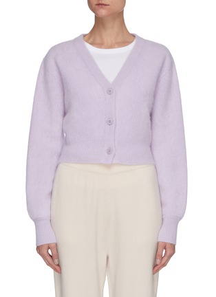 Main View - Click To Enlarge - CRUSH COLLECTION - Fluffy V-neck cashmere cardigan