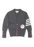 Main View - Click To Enlarge - THOM BROWNE  - x Lane Crawford hand embroidered patch four bar armband cardigan