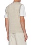Back View - Click To Enlarge - BRUNELLO CUCINELLI - Double Stripe Trim V-neck Linen Cotton Blend Knit Vest