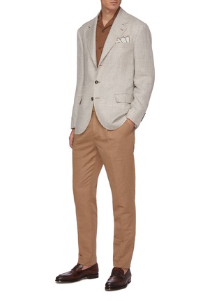 Figure View - Click To Enlarge - BRUNELLO CUCINELLI - Centre pleat linen cotton blend pants