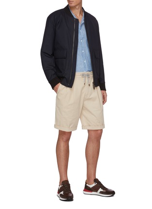 Figure View - Click To Enlarge - BRUNELLO CUCINELLI - Front pleat garment dye drawstring bermuda shorts