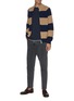 Figure View - Click To Enlarge - BRUNELLO CUCINELLI - Zip Front Stripe Cotton Knit Cardigan