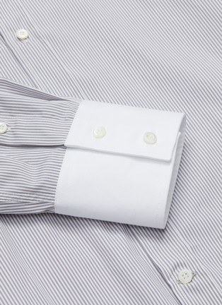  - BRUNELLO CUCINELLI - Contrast cuff stripe French collar shirt