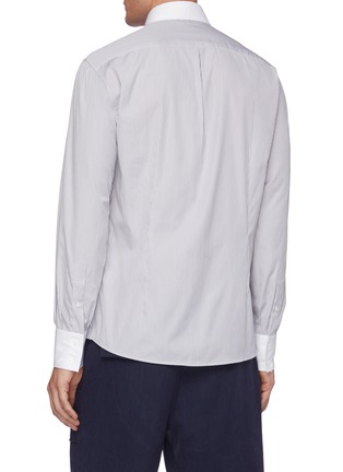 Back View - Click To Enlarge - BRUNELLO CUCINELLI - Contrast cuff stripe French collar shirt