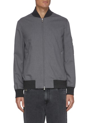 Main View - Click To Enlarge - BRUNELLO CUCINELLI - Contrast Cuff Zip Up Wool Cotton Blend Bomber Jacket