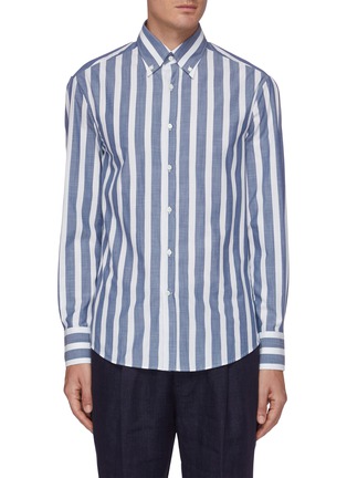 Main View - Click To Enlarge - BRUNELLO CUCINELLI - Stripe cotton chambray shirt