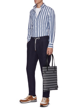 Figure View - Click To Enlarge - BRUNELLO CUCINELLI - Stripe cotton chambray shirt