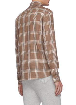 Back View - Click To Enlarge - BRUNELLO CUCINELLI - Check linen shirt