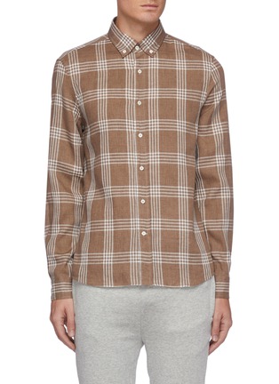 Main View - Click To Enlarge - BRUNELLO CUCINELLI - Check linen shirt