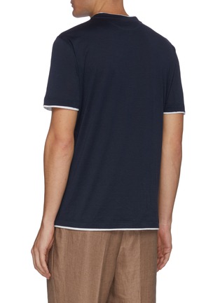 Back View - Click To Enlarge - BRUNELLO CUCINELLI - Contrast Trim Silk Cotton Crewneck T-shirt