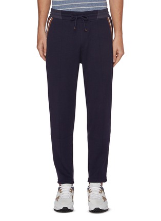 Main View - Click To Enlarge - BRUNELLO CUCINELLI - Stripe tape outseam drawstring waist sweatpants