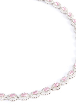 Detail View - Click To Enlarge - CZ BY KENNETH JAY LANE - Halo Surround Pear Cut Cubic Zirconia Riviere Necklace