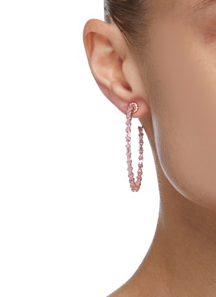 Figure View - Click To Enlarge - CZ BY KENNETH JAY LANE - Pink Sapphire' Baguette Cut Inside Out Hoop Earrings