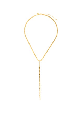 Main View - Click To Enlarge - CZ BY KENNETH JAY LANE - Cubic Zirconia Bar Curb Chain Lariat Necklace