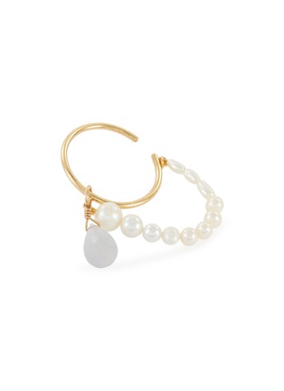 Detail View - Click To Enlarge - OLIVIA YAO - Blue Chalcedony Lune' pearl embellished single earcuff