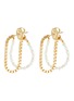 Main View - Click To Enlarge - OLIVIA YAO - Freshwater Pearl Moonstone Gold Plated Chain Demilune Hoop Earrings