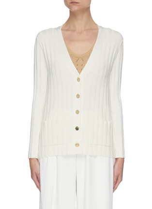 Main View - Click To Enlarge - CRUSH COLLECTION - Silk Blend Rib Knit Cardigan
