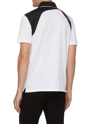 Back View - Click To Enlarge - ALEXANDER MCQUEEN - Contrast collar harness detail polo shirt