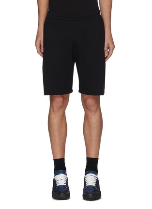 Main View - Click To Enlarge - ALEXANDER MCQUEEN - Side Logo Tape Elastic Waist Cotton Jersey Shorts