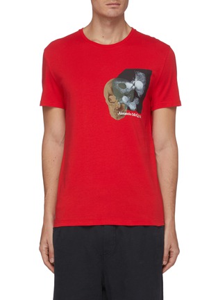 Main View - Click To Enlarge - ALEXANDER MCQUEEN - Skull print logo embroidered T-shirt