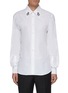 Main View - Click To Enlarge - ALEXANDER MCQUEEN - Floral Crystal Embellished Point Collar Cotton Oxford Shirt