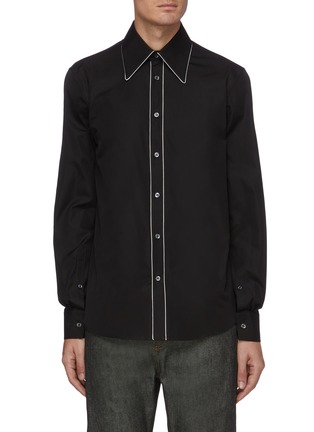 Main View - Click To Enlarge - ALEXANDER MCQUEEN - Contrast piping cotton poplin shirt