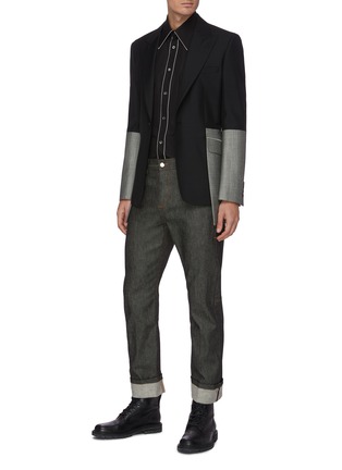 Figure View - Click To Enlarge - ALEXANDER MCQUEEN - Contrast piping cotton poplin shirt