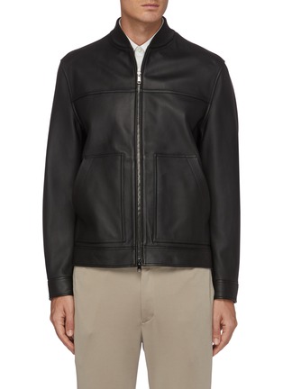 Main View - Click To Enlarge - THEORY - FLETCHER' Two Way Zip Leather Jacket