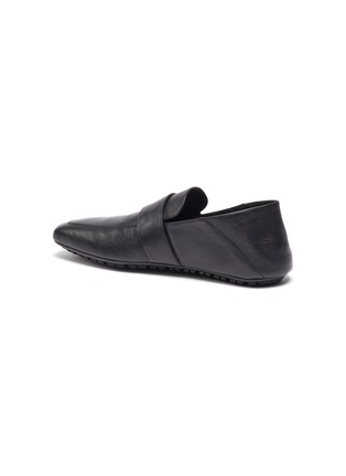  - BALENCIAGA - 'City' Logo Embossed Square Toe Leather Loafers