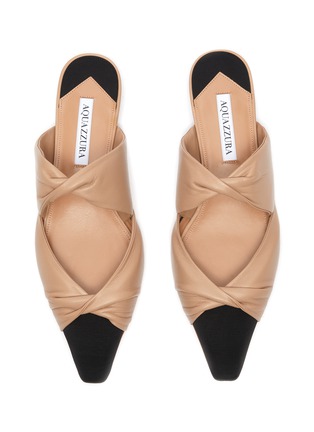 Detail View - Click To Enlarge - AQUAZZURA - Twisted double band leather flats