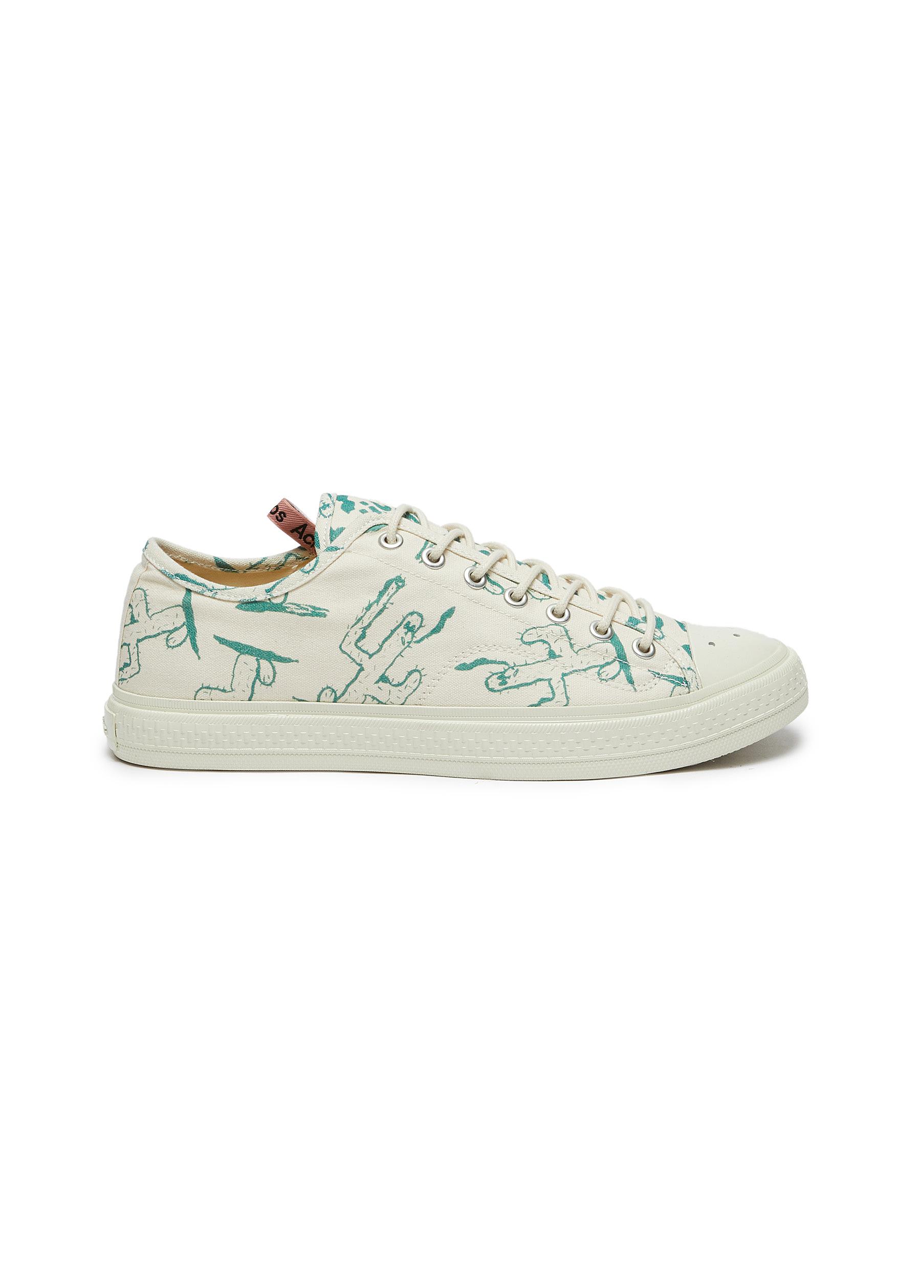 Cactus Print Lace Up Canvas Sneakers