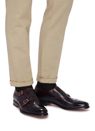 Figure View - Click To Enlarge - SANTONI - 'BOHEMIAN' Double Monk Strap Leather Shoes