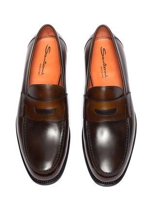 Detail View - Click To Enlarge - SANTONI - 'QUENTIN' Leather Penny Loafers