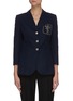 Main View - Click To Enlarge - ALEXANDER MCQUEEN - Floral Logo Embroidered Patch Three Quarter Sleeve Blazer