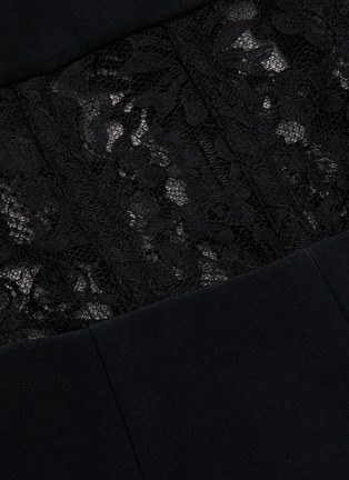 Detail View - Click To Enlarge - ALEXANDER MCQUEEN - Sleeveless Padded Shoulder Hollow Out Lace Waist Dress