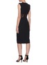 Back View - Click To Enlarge - ALEXANDER MCQUEEN - Sleeveless Padded Shoulder Hollow Out Lace Waist Dress