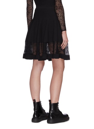 Back View - Click To Enlarge - ALEXANDER MCQUEEN - A-line Lace Trim Flare Hem Skirt