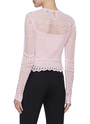 Back View - Click To Enlarge - ALEXANDER MCQUEEN - Crop lace knit top