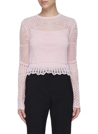 Main View - Click To Enlarge - ALEXANDER MCQUEEN - Crop lace knit top