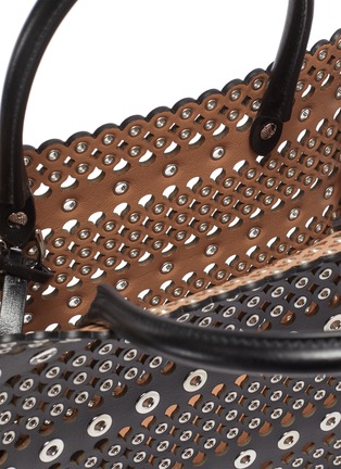 Detail View - Click To Enlarge - ALAÏA - Garance 16' Eyelet Stud Perforated Top Handle Leather Bag