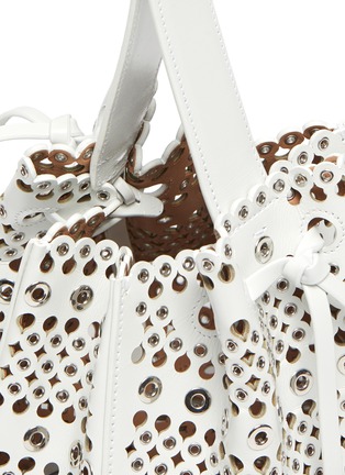 Detail View - Click To Enlarge - ALAÏA - 'Rose Marie 16' Eyelet Stud Perforated Wrist Strap Leather Clutch