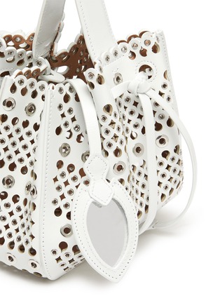 Detail View - Click To Enlarge - ALAÏA - 'Rose Marie 16' Eyelet Stud Perforated Wrist Strap Leather Clutch