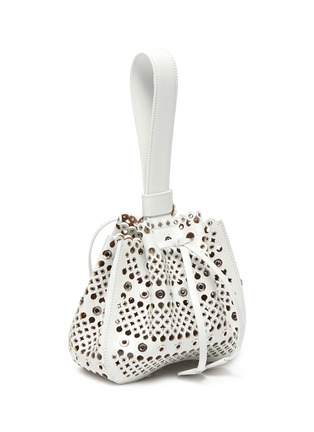 Figure View - Click To Enlarge - ALAÏA - 'Rose Marie 16' Eyelet Stud Perforated Wrist Strap Leather Clutch