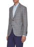 Front View - Click To Enlarge - LARDINI - Notch Lapel Check Wool Linen Silk Blazer