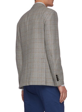 Back View - Click To Enlarge - LARDINI - Notch Lapel Plaid Check Wool Silk Blazer