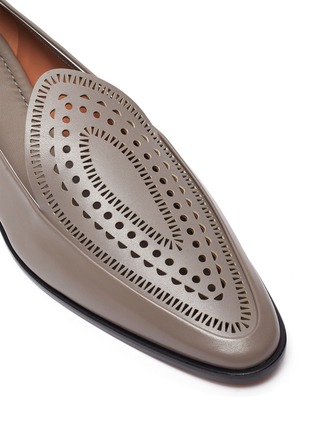 Detail View - Click To Enlarge - ALAÏA - Laser-cut openwork mocassin leather loafers
