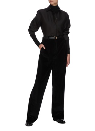 Figure View - Click To Enlarge - THE ROW - 'Big Sisea' Spread Collar Wool Silk Blend Shirt